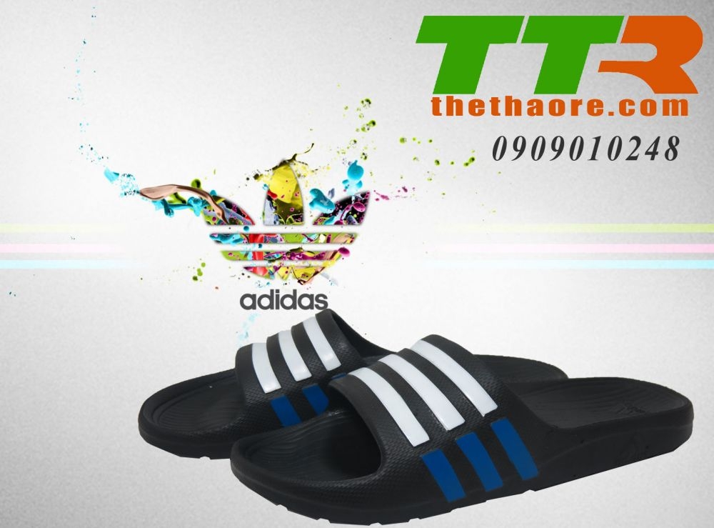 Dép Adidas Sọc Trắng Xanh. Mã SP: DA121