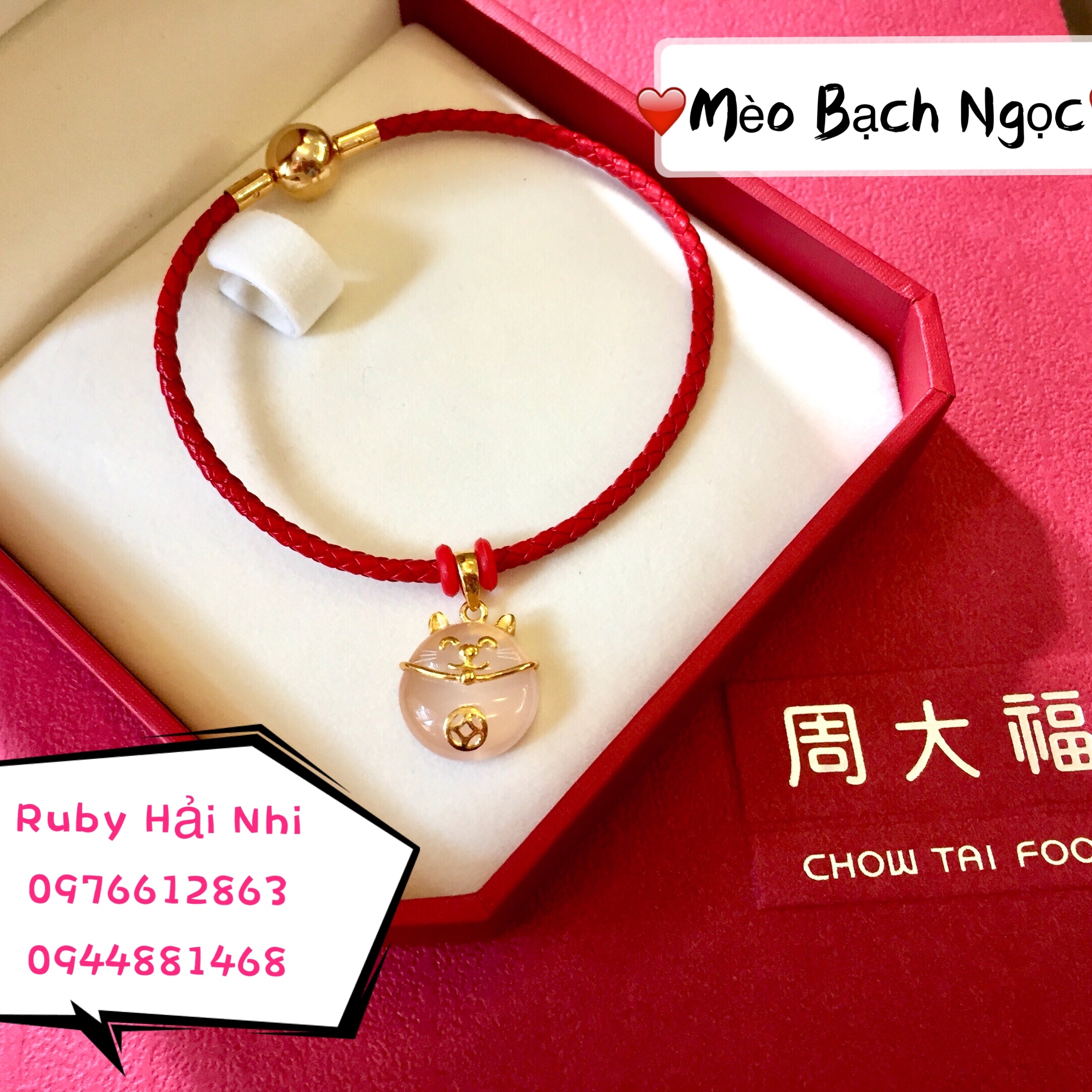 MÈO BẠCH NGỌC BỌC VÀNG 9999 CHOW TAI FOOK Để sở hữu Chow Tai Fook chính hãng xách tay hãy liên hệ Ruby Hải Nhi Hotline: 0976612863 - 0944881468 