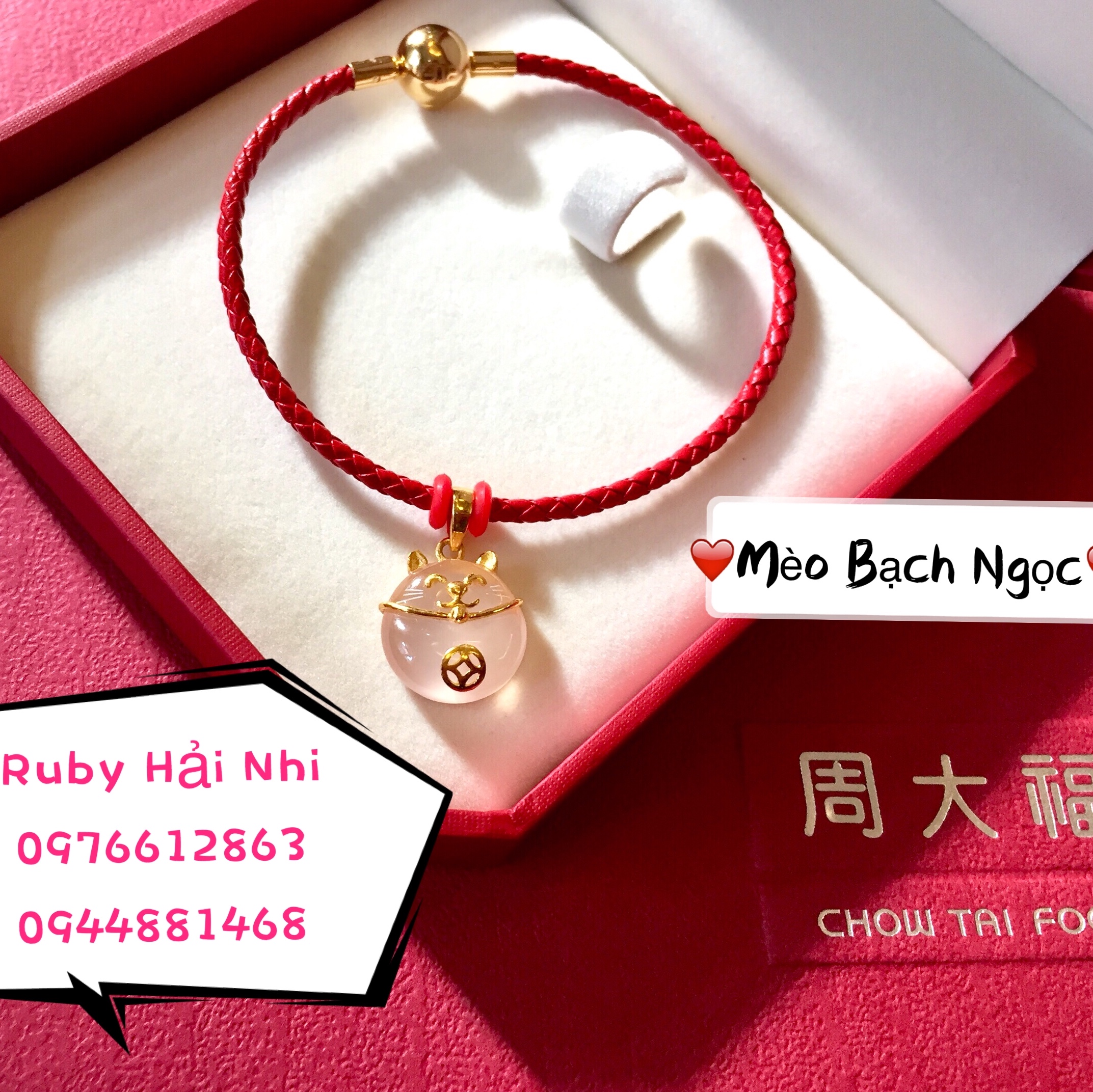 MÈO BẠCH NGỌC BỌC VÀNG 9999 CHOW TAI FOOK Để sở hữu Chow Tai Fook chính hãng xách tay hãy liên hệ Ruby Hải Nhi Hotline: 0976612863 - 0944881468 