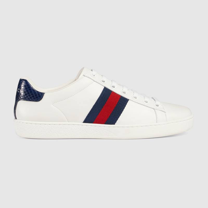 GIAY GUCCI ACE LEATHER SNEAKER BLUE AYERS