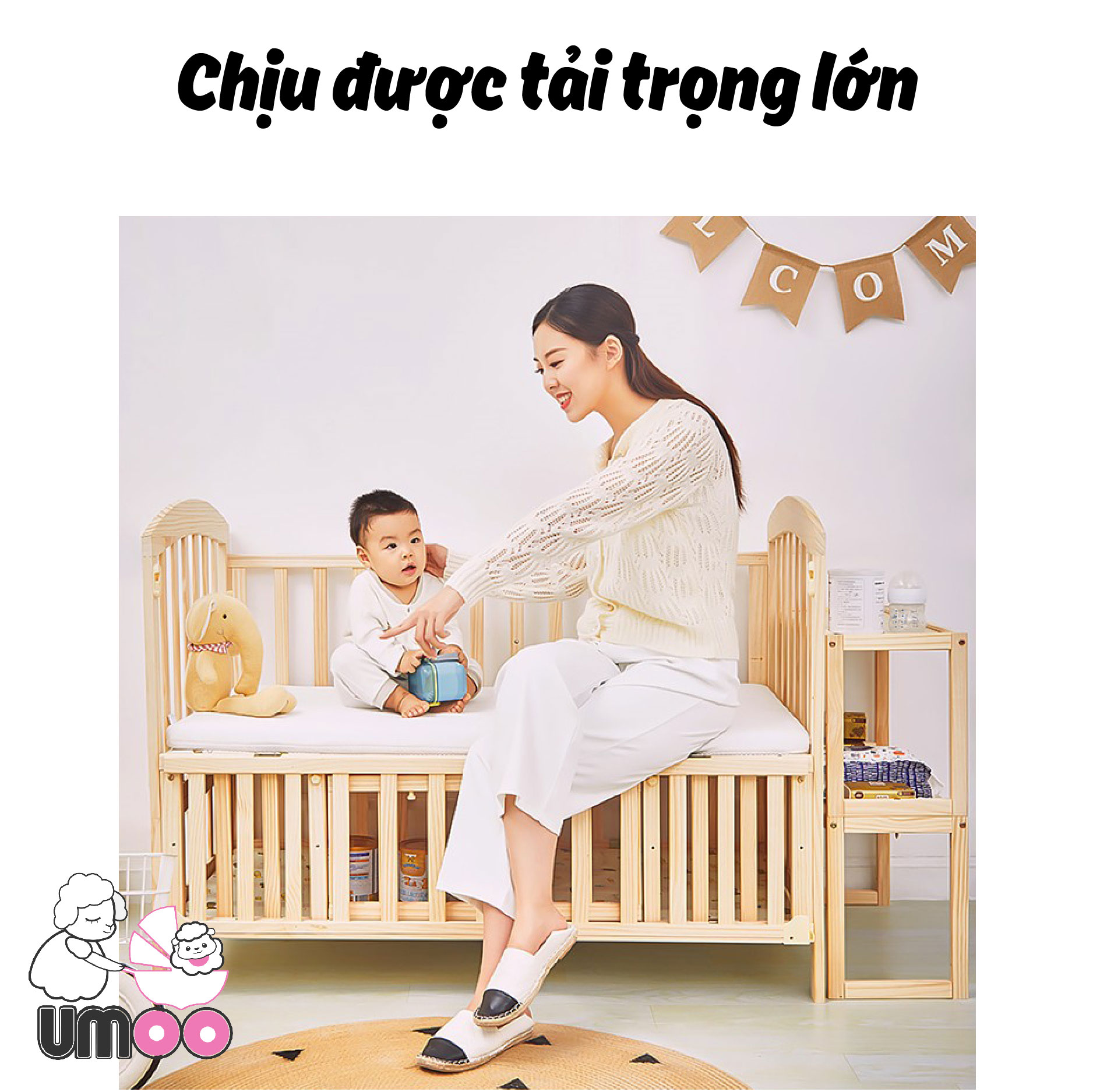 Cũi gỗ đa năng umoo chịu được tải trọng lớn