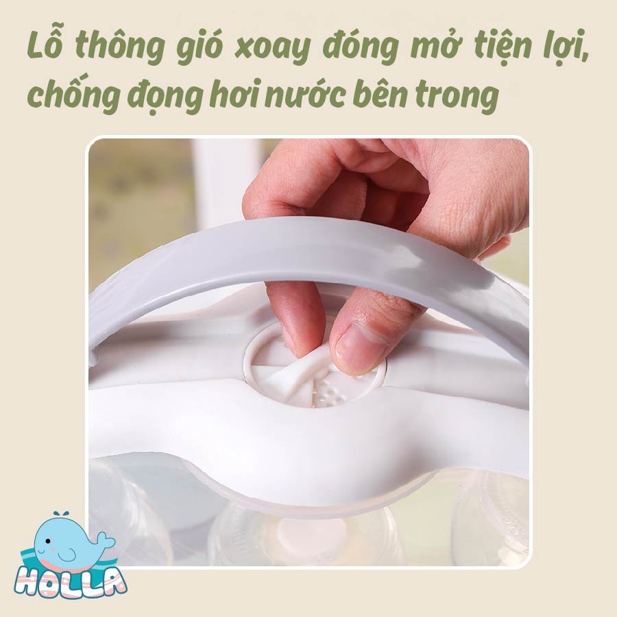 Giá úp bình phi thuyền Holla có lỗ thông gió chống đọng hơi nước.