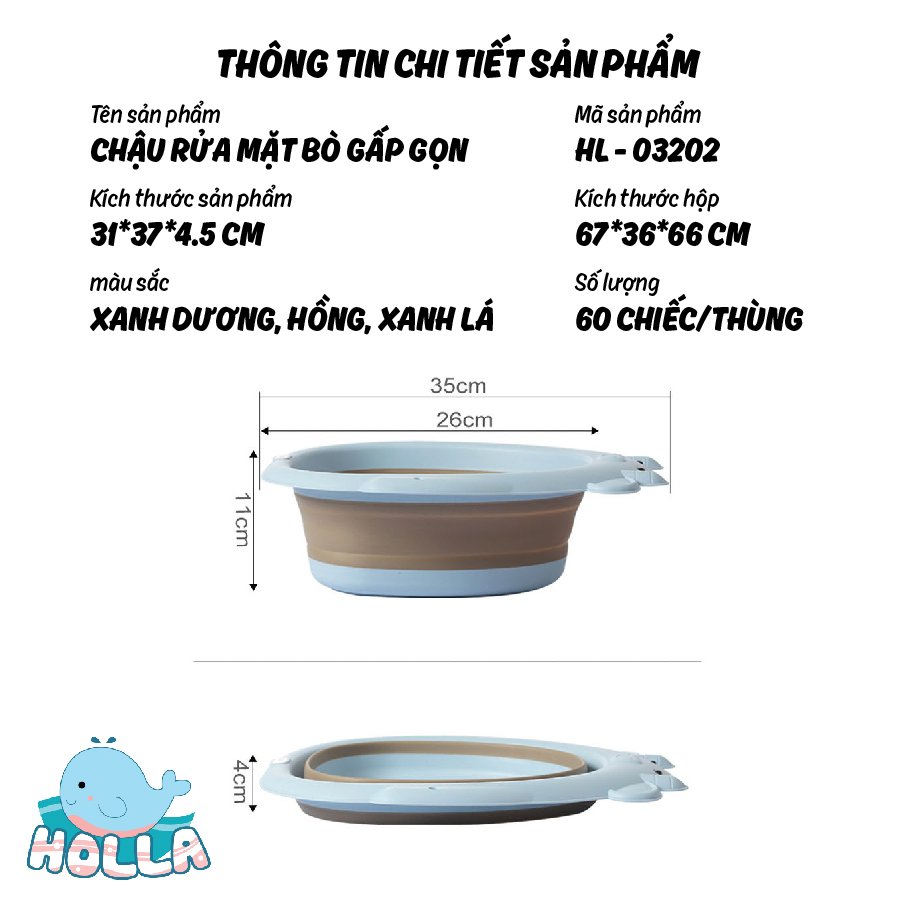 Thông tin chi tiết chậu rửa mặt con bò gấp gọn