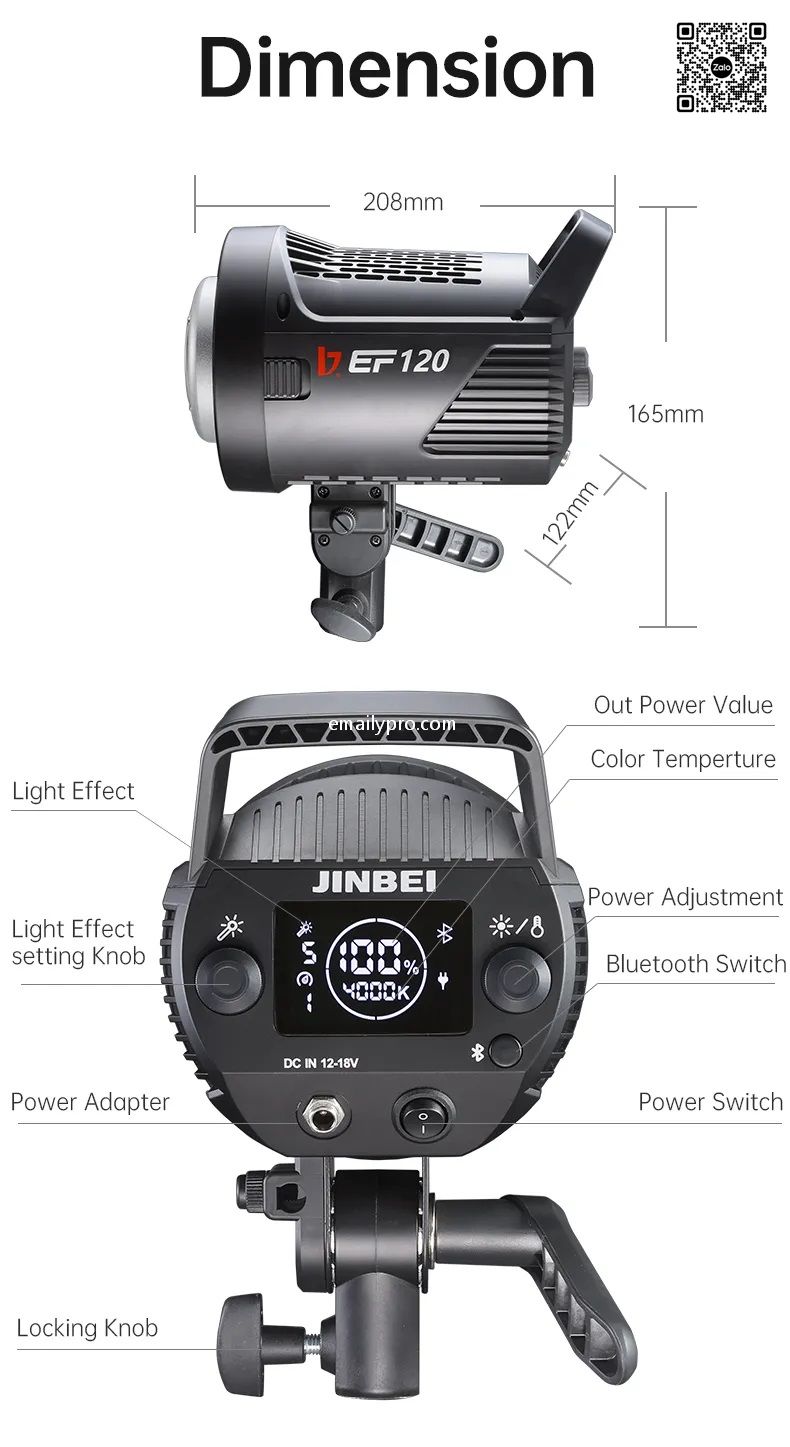  ĐÈN LED JINBEI EF-120 144W -5600K