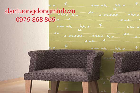 Phối cảnh giấy dán tường phòng khách-NRF3475