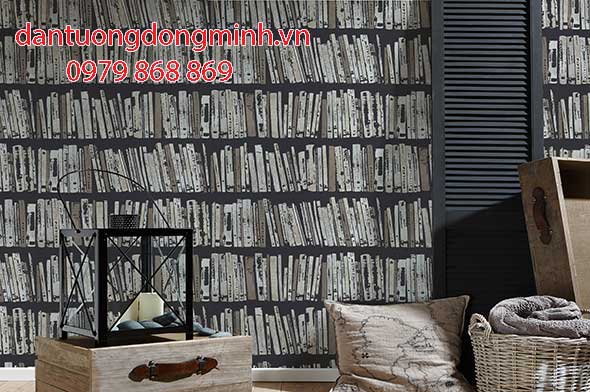 Phối cảnh giấy dán tường phòng khách-NRF3478