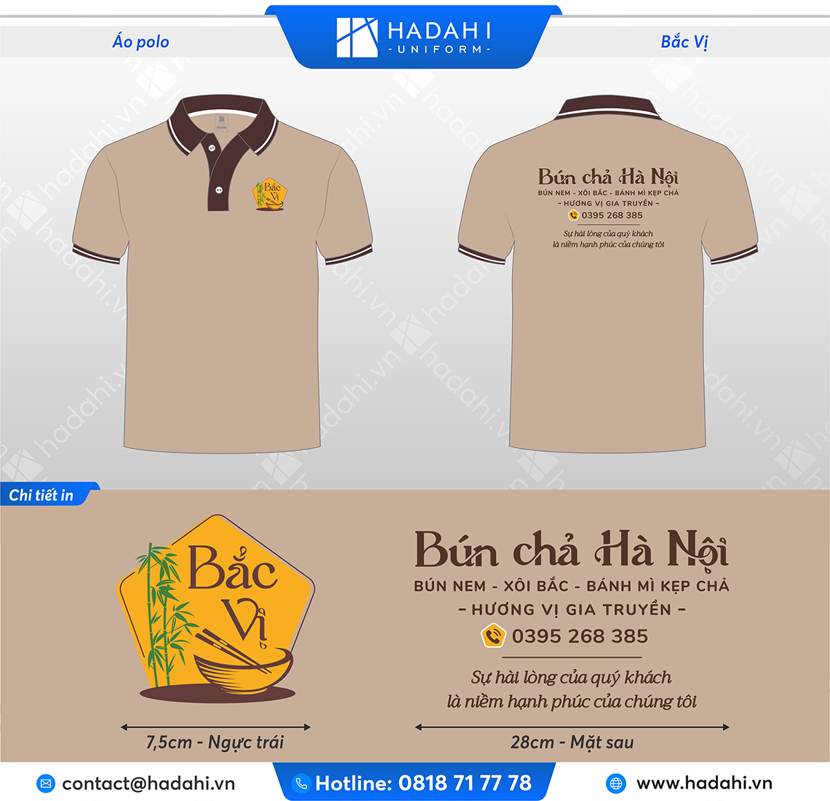 dong phuc ao thun bun cha ha noi in logo dep