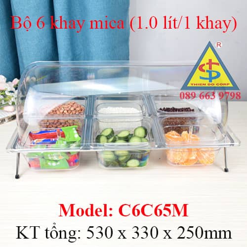 bộ 6 khay có nắp đậy mở đựng thịt bán phở, combo 6 khay đựng gia vị chanh ớt nhà hàng lẩu