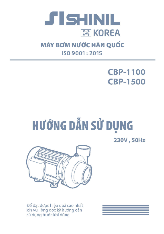 HDSD bơm CBP-1100, CBP-1500