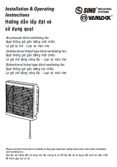 Quạt thông gió gắn tường một chiều / hai chiều