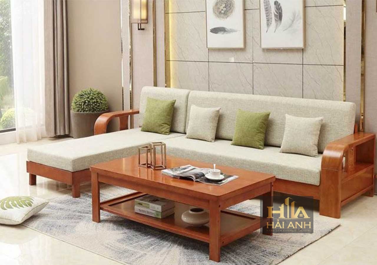 Sofa Gỗ Chữ L Hiện Đại Cho Phòng Khách