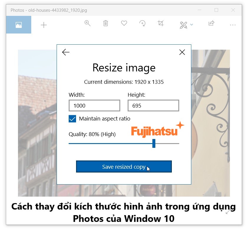 Cách thay đổi kích thước hình ảnh trong ứng dụng Photos của Window 10