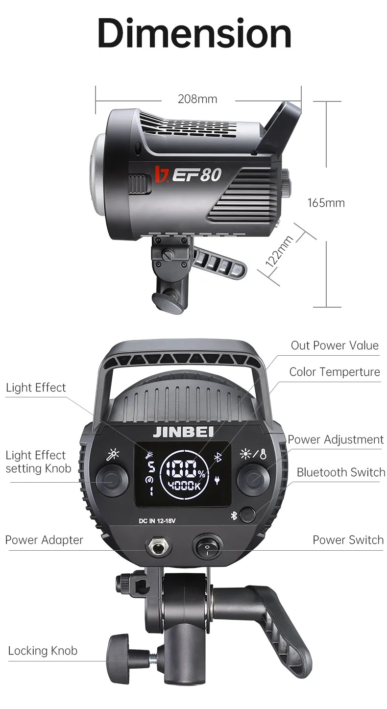 ĐÈN LED JINBEI EF-80Bi 96W - 2700-6500K