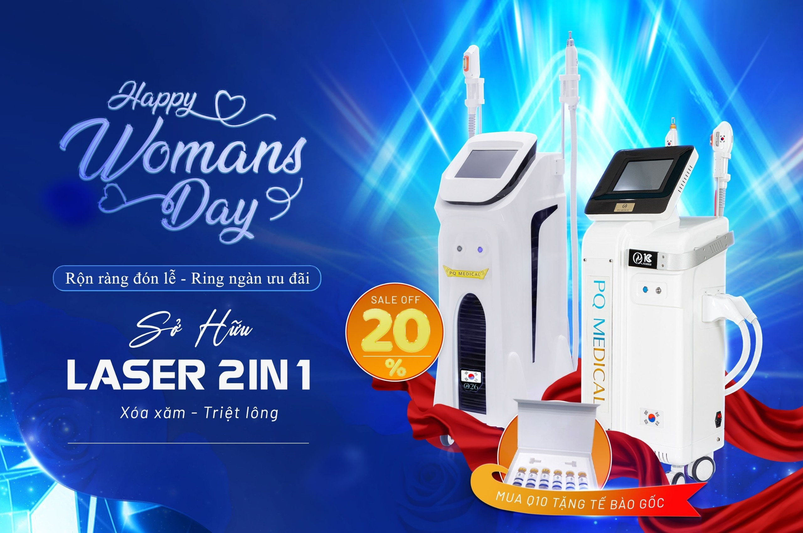 MỪNG 20/10 - GIẢM GIÁ SOCK CHO DÒNG TRIỆT LÔNG LASER TẠI PQ MEDICAL