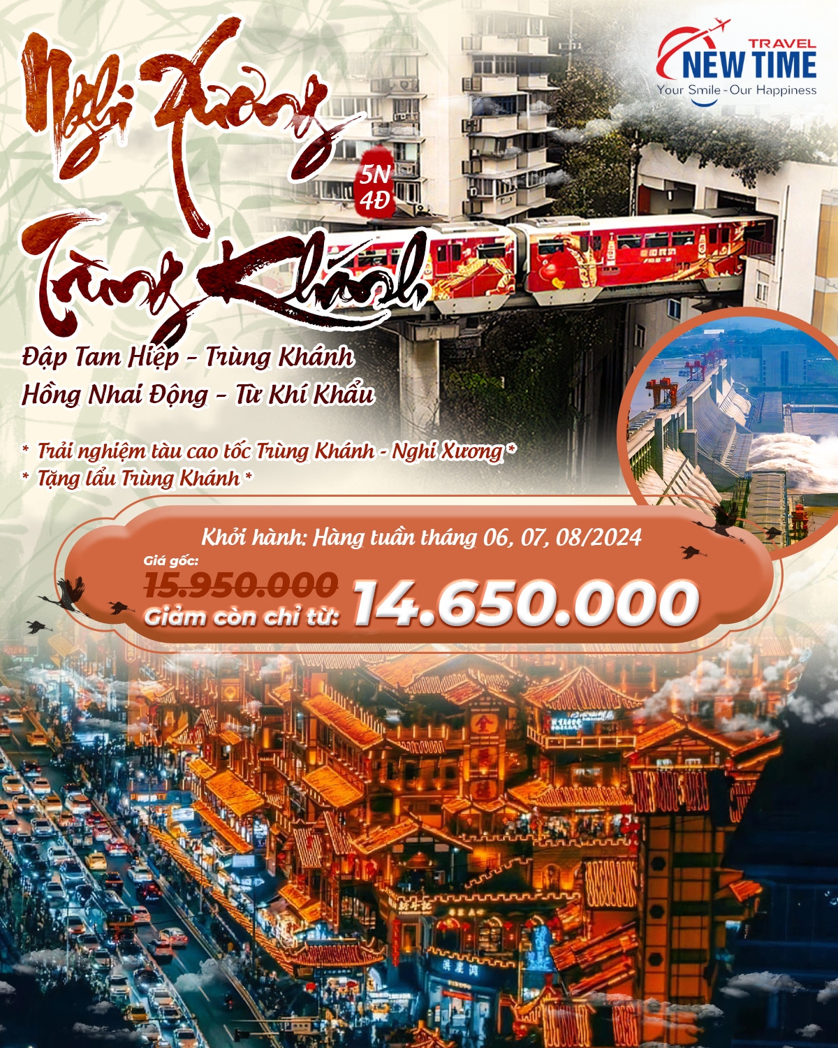 DU LỊCH NGHI XƯƠNG - TRÙNG KHÁNH 05 NGÀY 04 ĐÊM GIÁ CHỈ TỪ 14.650.000 CÙNG NEWTIME TRAVEL