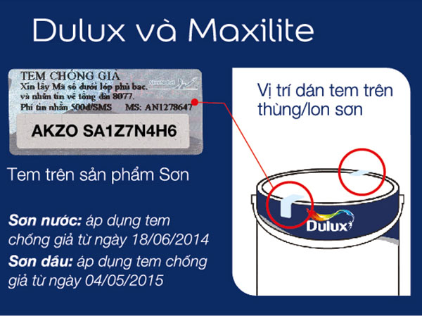 PHƯƠNG PHÁP NHẬN BIẾT SẢN PHẨM DULUX VÀ MAXILITE CHÍNH HÃNG
