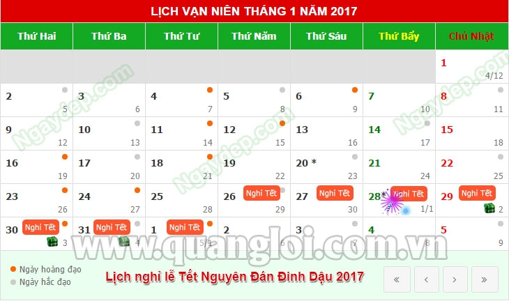 THÔNG BÁO NGHỈ TẾT ĐINH DẬU 2017