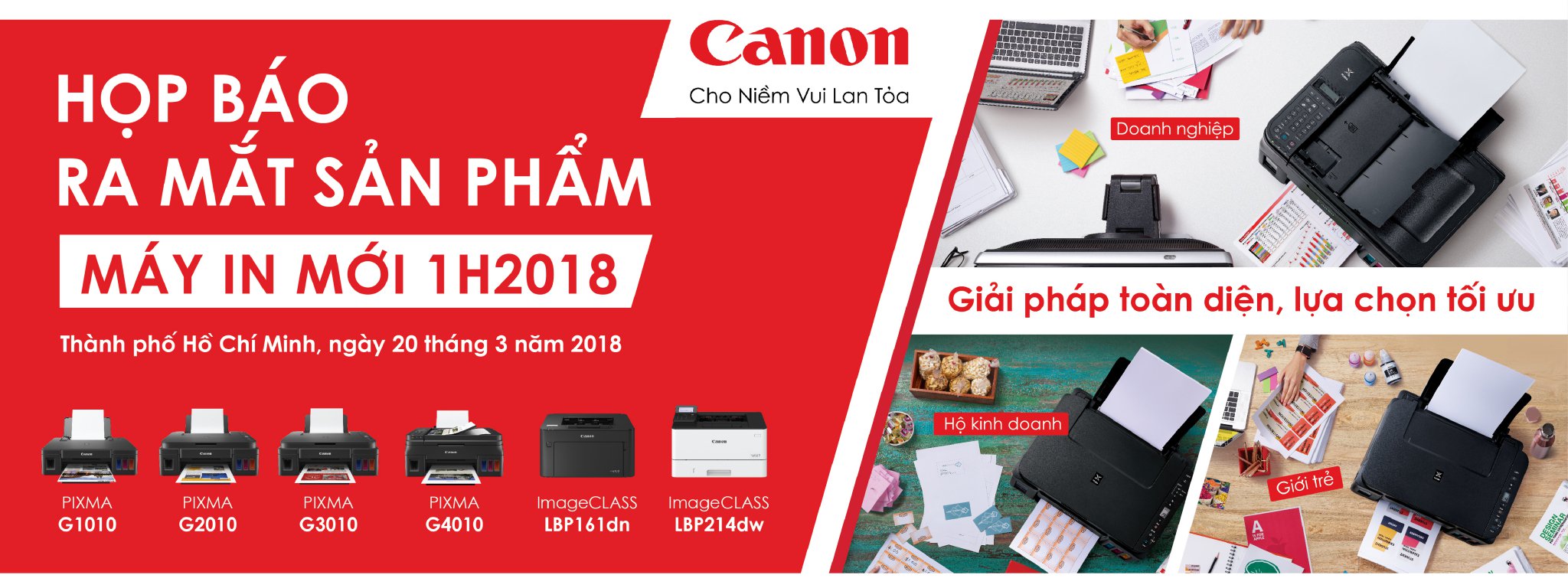 Canon ra mắt 4 mẫu máy in phun dòng G series và 2 mẫu máy in laser thế hệ mới