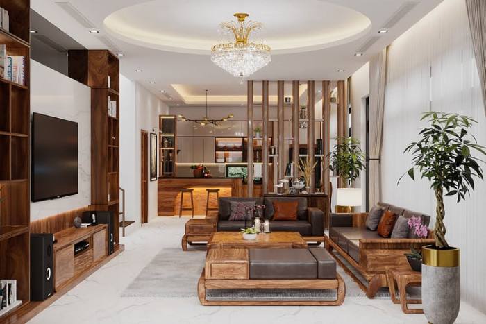 Ghế sofa phòng khách là điểm nhấn, gây ấn tượng với khách đến chơi