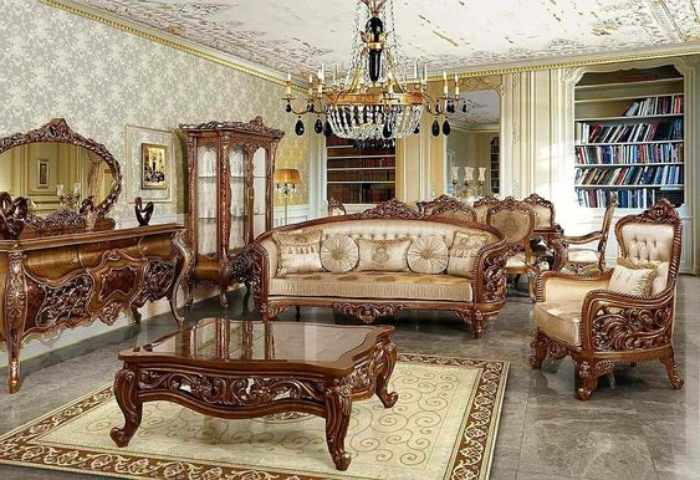 Bộ ghế sofa gỗ xoan đào phủ sơn PU bóng bền bỉ chống trầy xước