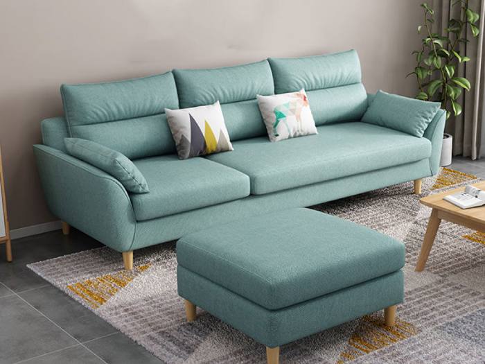Sản phẩm sofa đệm nỉ màu xanh thanh lịch