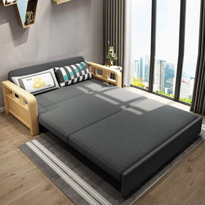 Mẫu ghế sofa kéo ra thành giường làm từ gỗ sồi Mỹ