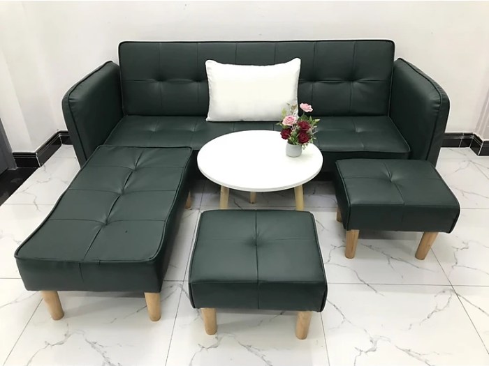 Mẫu sofa nhỏ gọn cho phòng khách chất liệu da