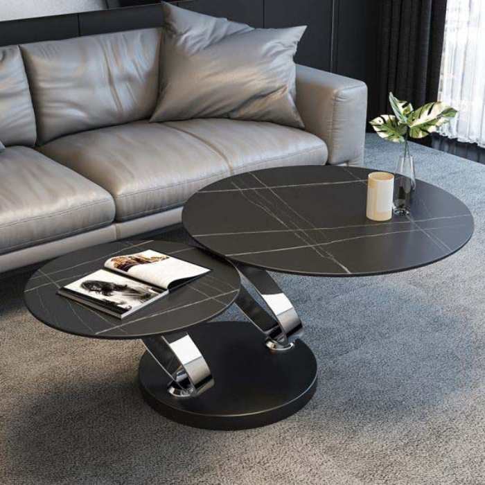 Bàn tròn đôi chân kim loại thiết kế kiểu dáng hiện đại