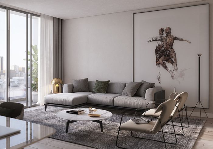 Mẫu ghế sofa góc chứ L xám giúp mở rộng không gian