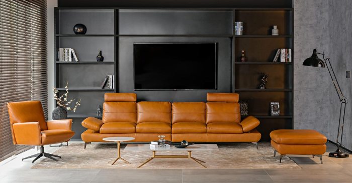 Ghế sofa da bò Ý hiện đại dành cho gia chủ mệnh Thổ