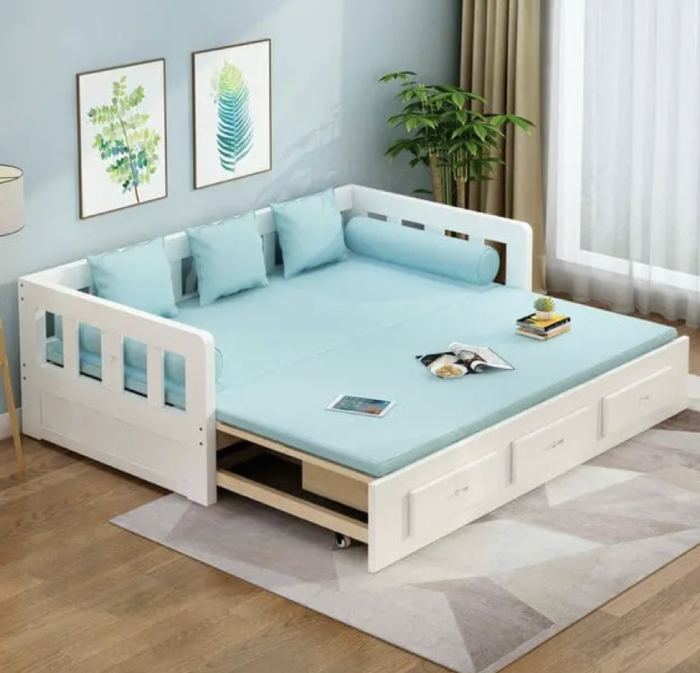 Ngăn kéo dưới gầm giường rộng, có thể chứa nhiều đồ dùng cá nhân