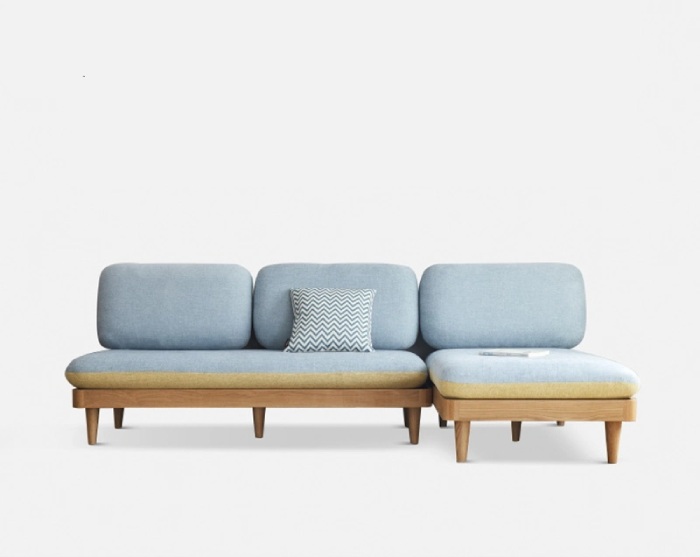 Ghế sofa gỗ chữ l không tay cầm có thiết kế độc đáo, hiện đại