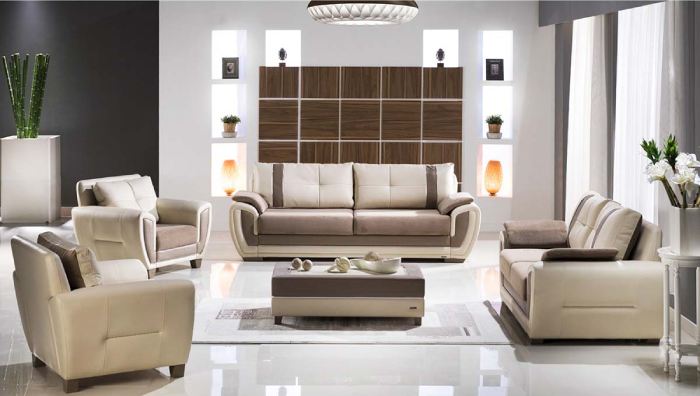 Mẫu sofa Bolivia màu kem kết hợp ghi xám