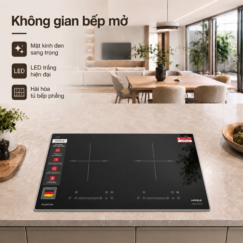 Bếp từ Hafele HC-I7326B trong không gian bếp mở
