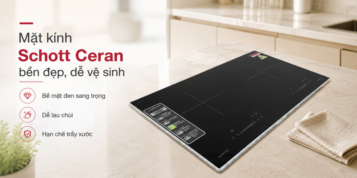 Mặt kính Schott Ceran của bếp từ Hafele HC-I7326B