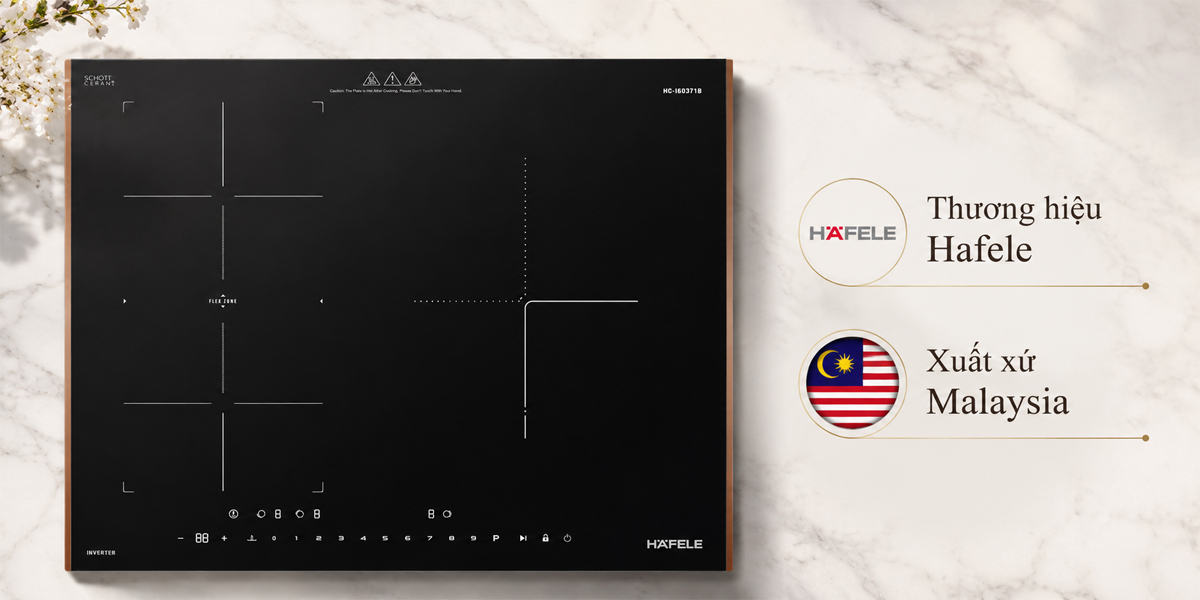 Thương hiệu Hafele và xuất xứ Malaysia của bếp từ HC-I60371B