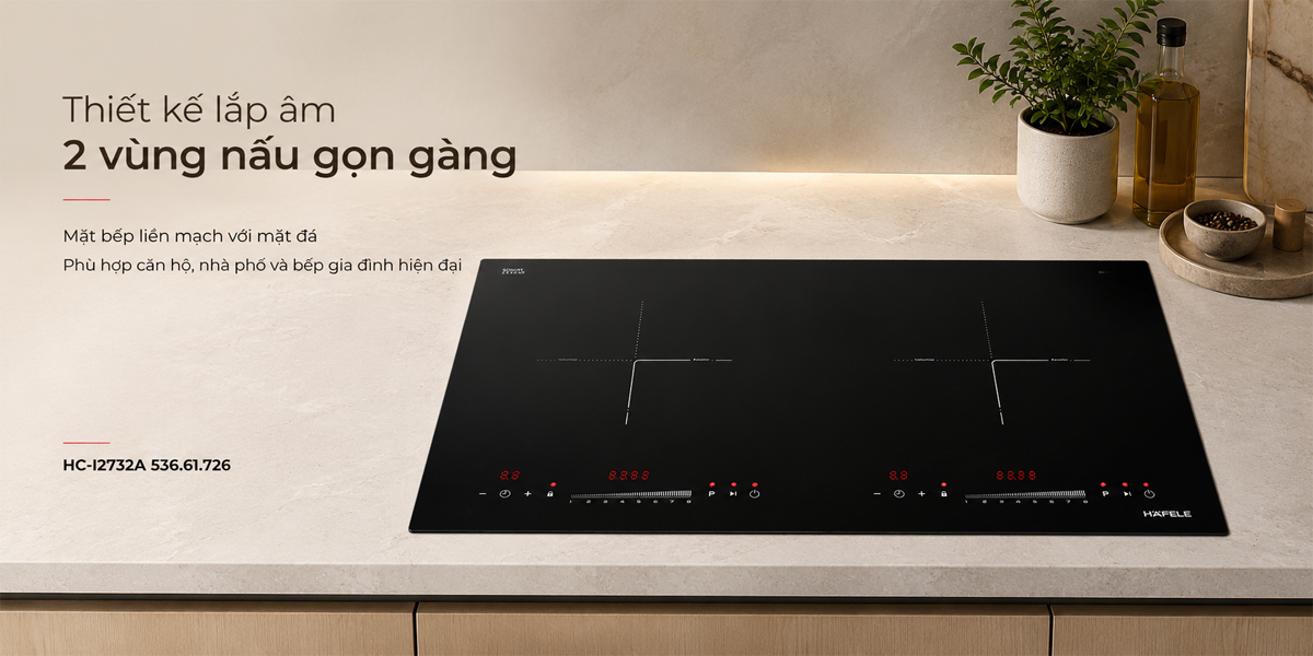Bếp từ Hafele HC-I2732A thiết kế lắp âm 2 vùng nấu