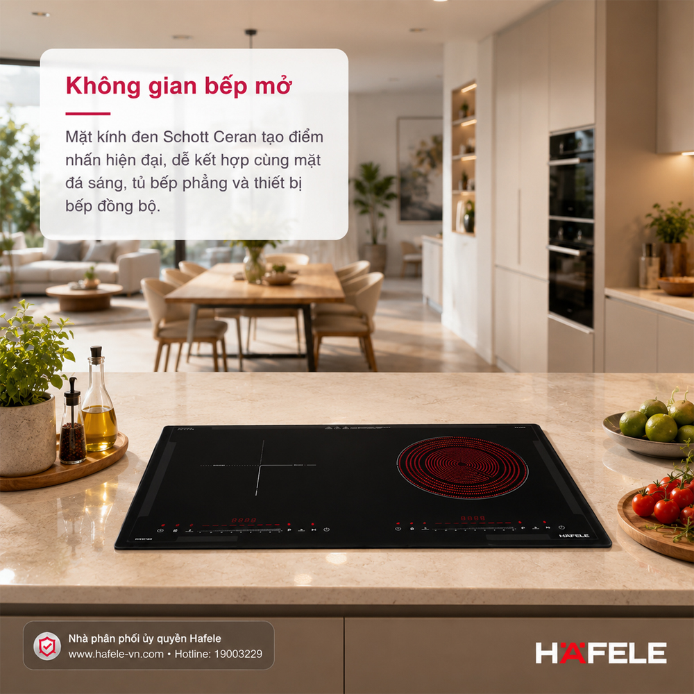 Bếp điện từ Hafele HC-H7321B trong không gian bếp mở