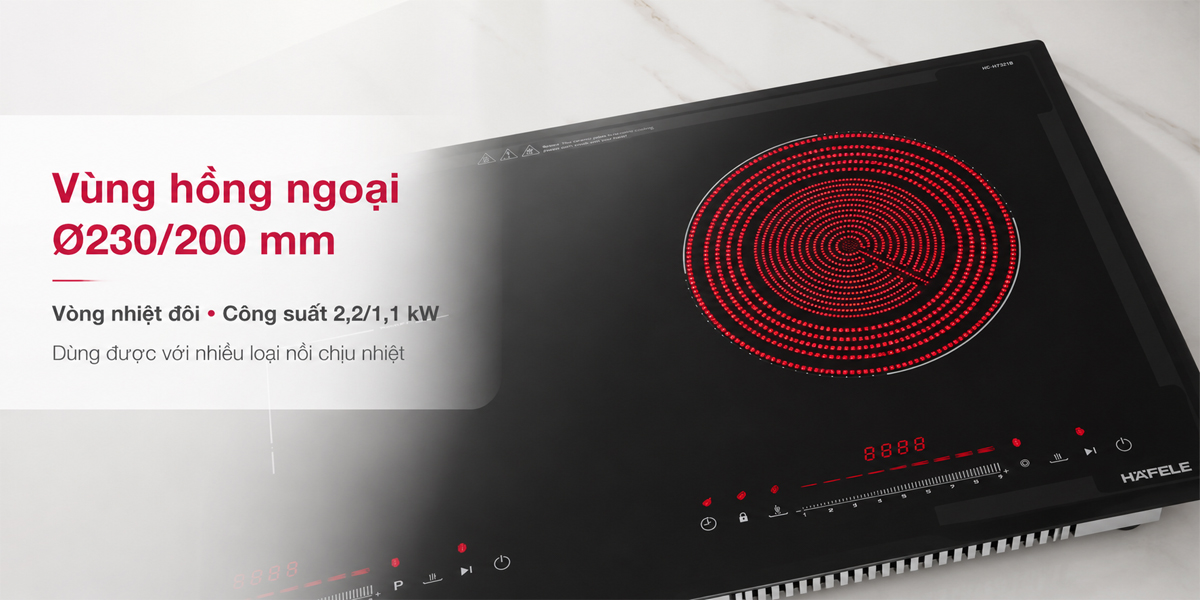 Vùng nấu điện hồng ngoại vòng nhiệt đôi của Hafele HC-H7321B