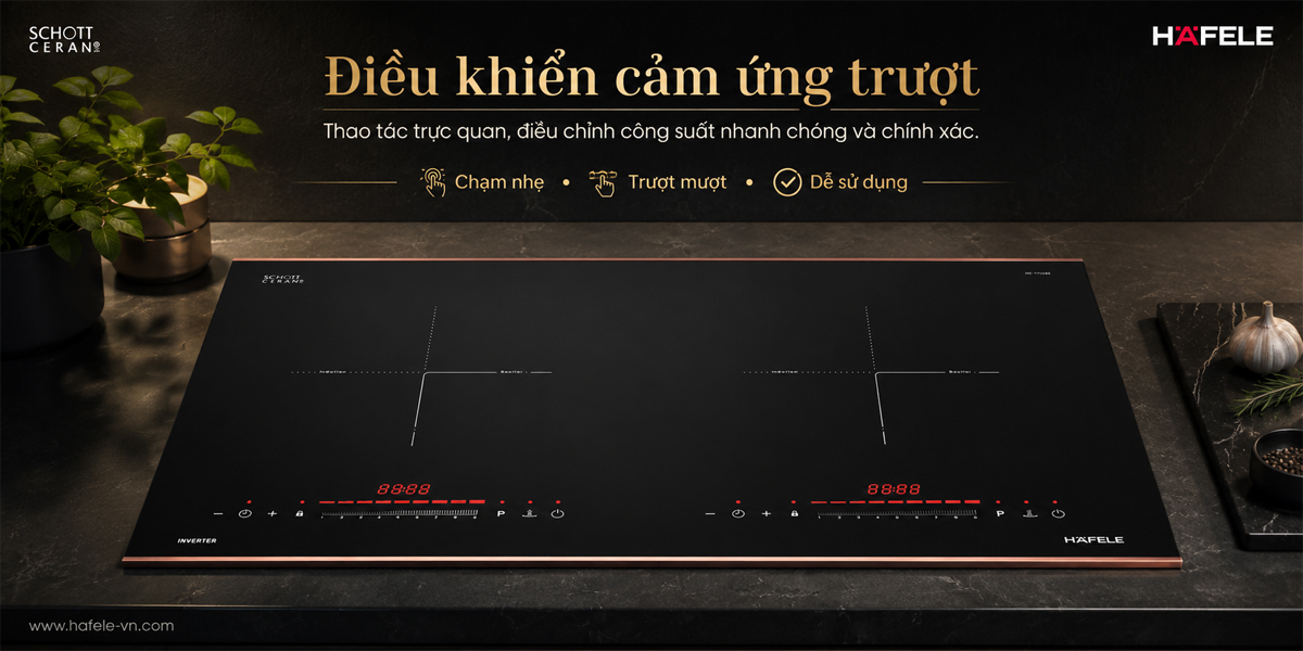 Điều khiển cảm ứng trượt 9 mức gia nhiệt của bếp Hafele HC-I73242B