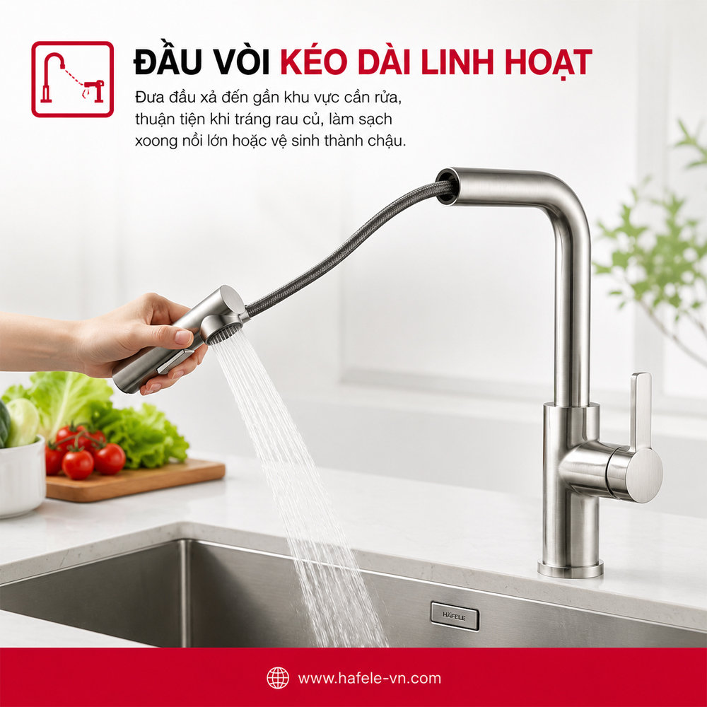 Đầu vòi kéo dài của vòi bếp Häfele LUX-P HT25-SH1P315