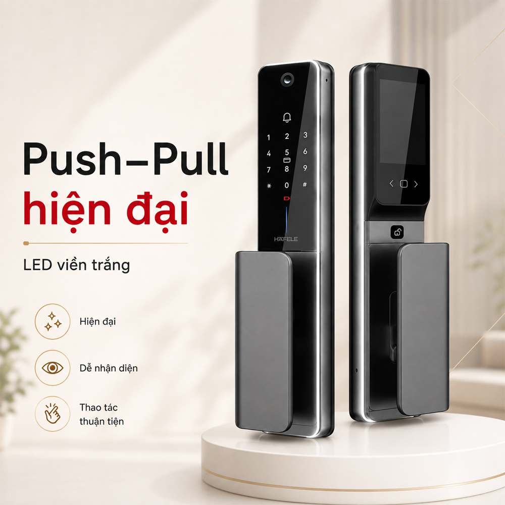 Thiết kế Push Pull và đèn LED viền trắng trên Häfele Horizon PP2501W