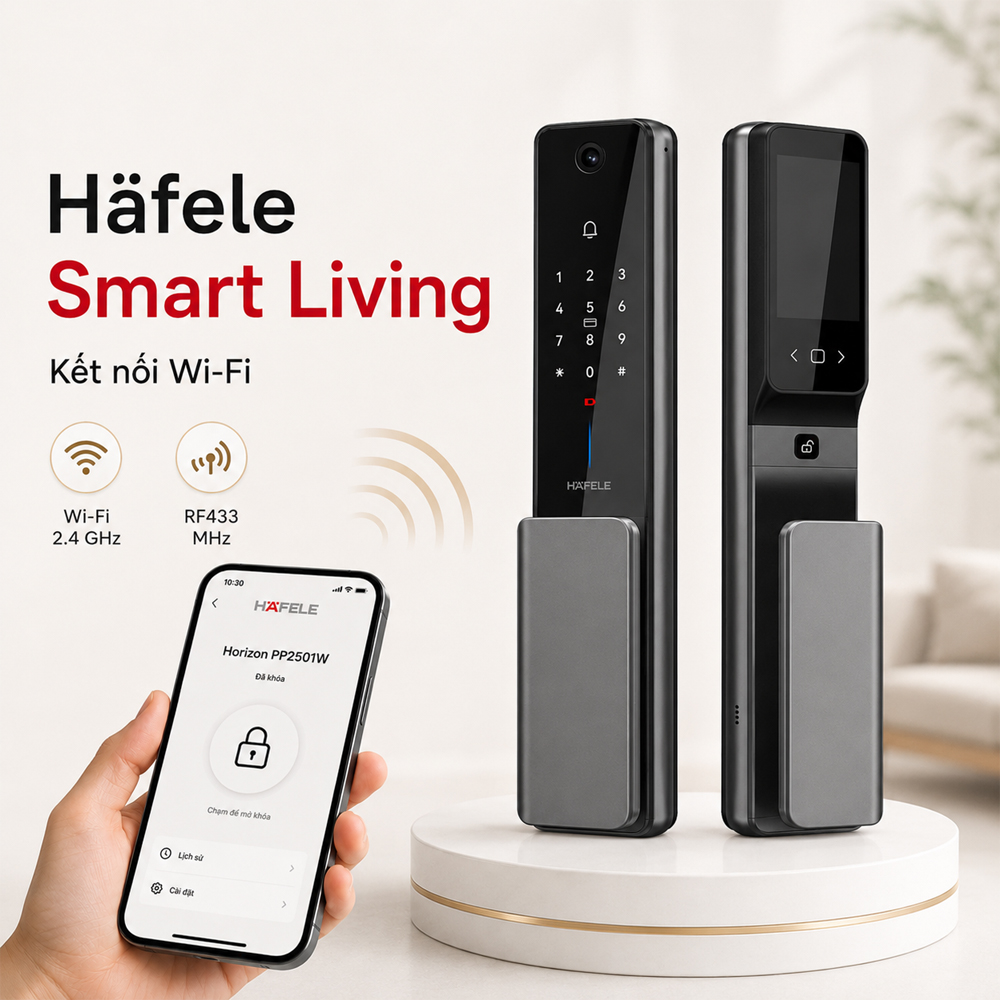 Ứng dụng Häfele Smart Living kết nối Wi-Fi với khóa Horizon PP2501W