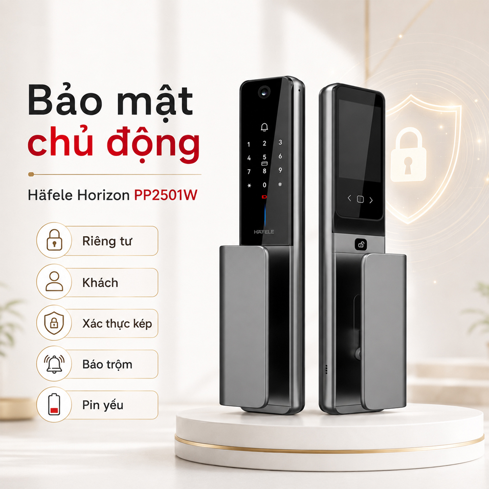 Các chế độ bảo mật và cảnh báo trên khóa Häfele Horizon PP2501W