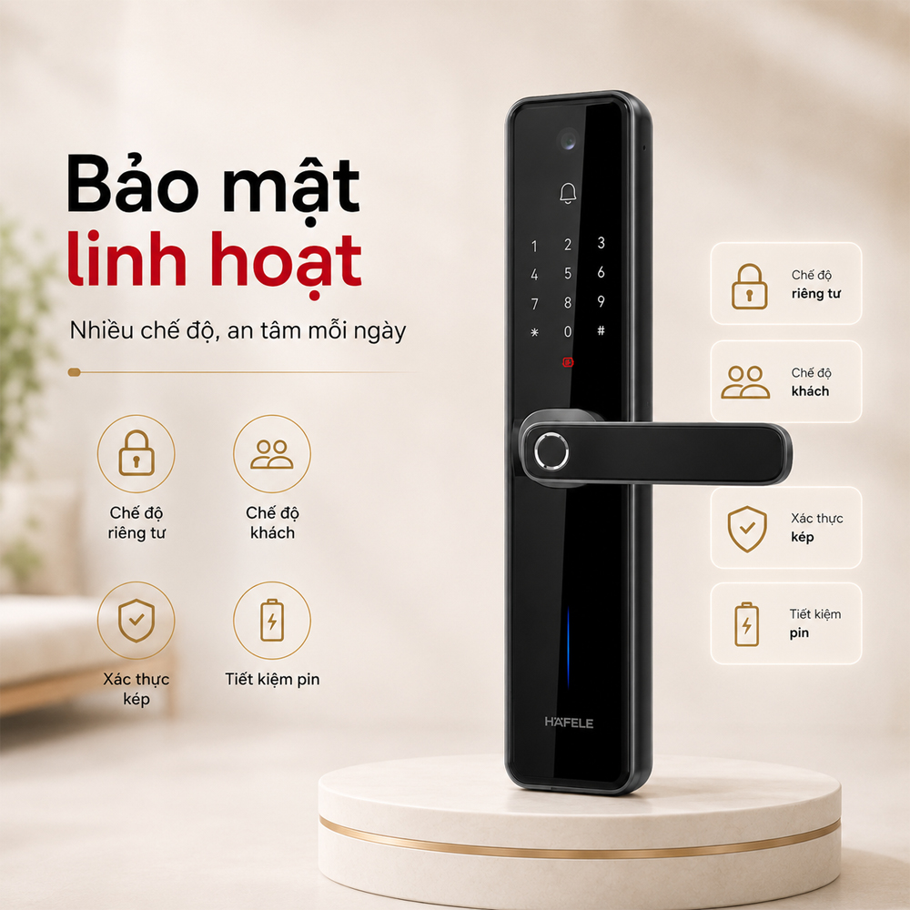 Các chế độ riêng tư khách xác thực kép và tiết kiệm pin trên khóa Häfele Zenith ML2501W