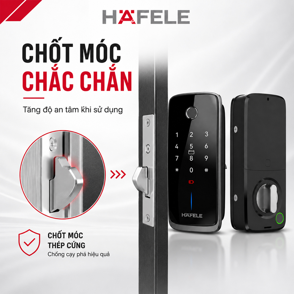 Chốt móc chắc chắn của khóa điện tử Häfele Nova MR2501B
