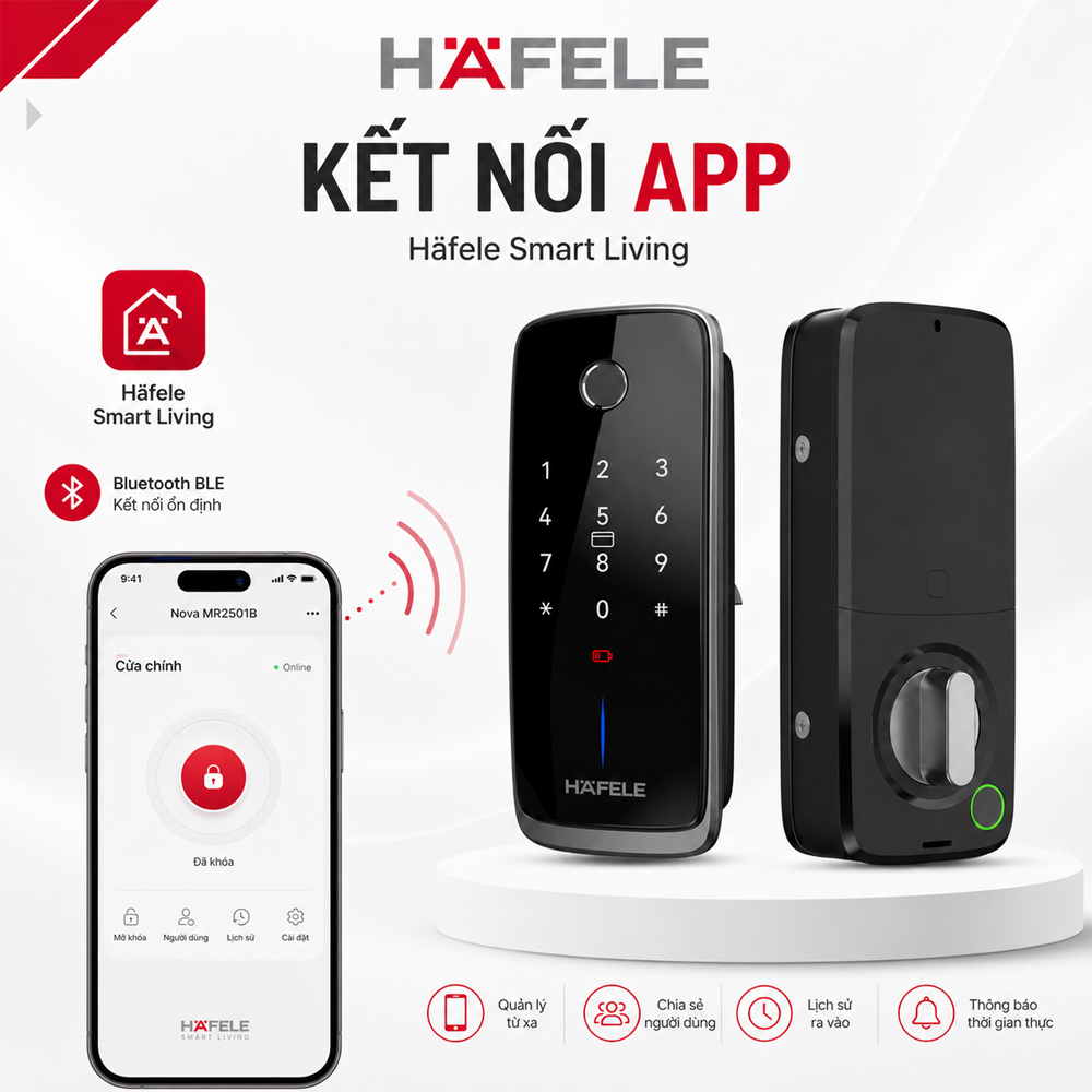 Ứng dụng Häfele Smart Living kết nối Bluetooth với Nova MR2501B