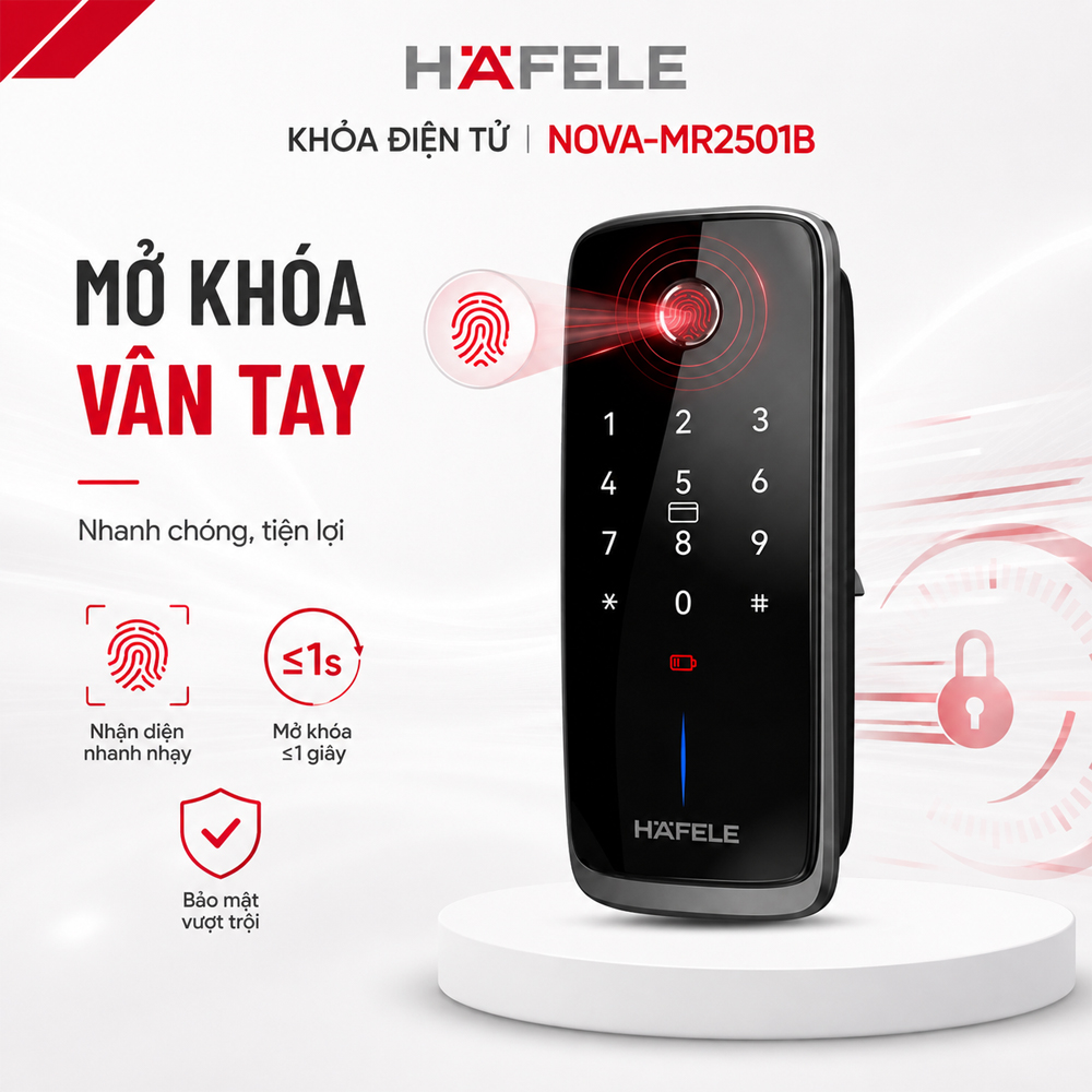 Cảm biến vân tay trên khóa điện tử Häfele Nova MR2501B