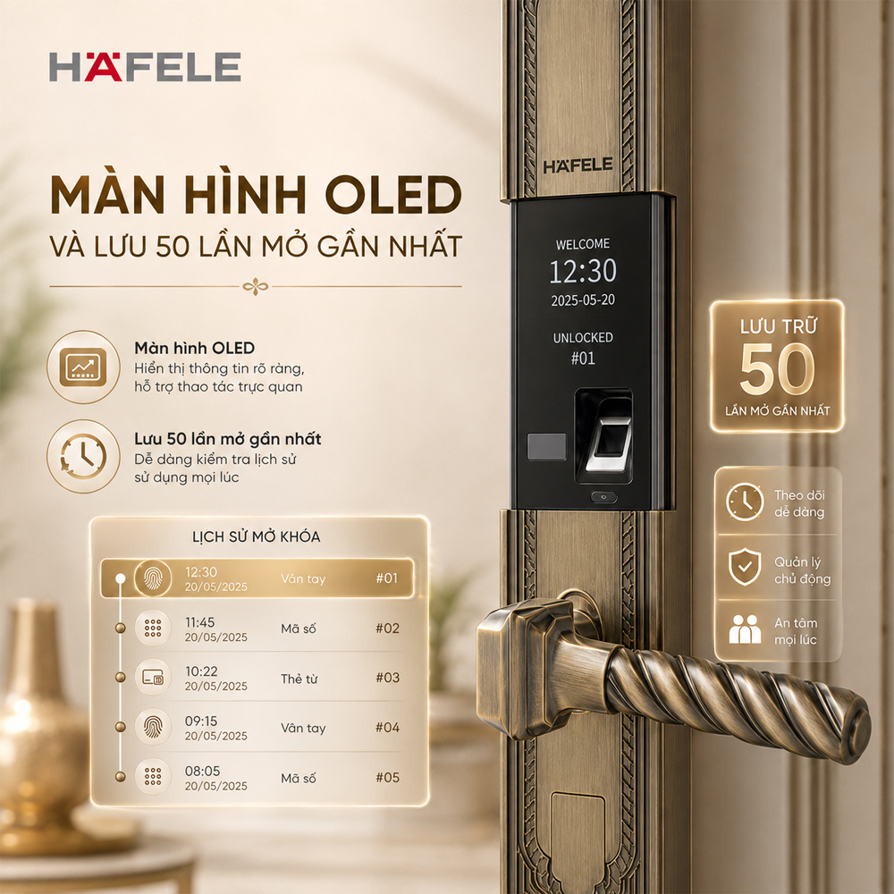 Màn hình OLED và lịch sử mở khóa trên Häfele EL10K
