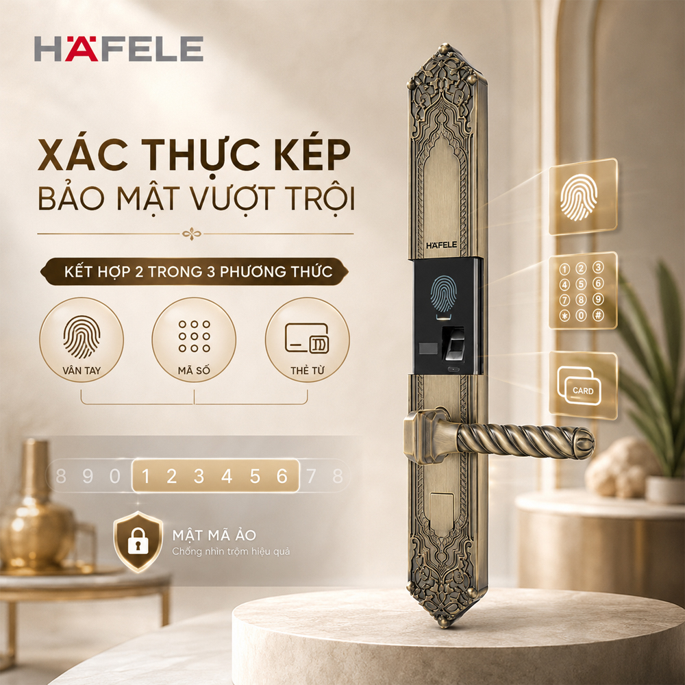 Xác thực kép và mật mã ảo trên khóa điện tử Häfele EL10K
